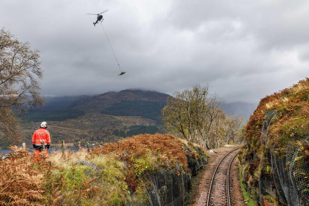 Helicopter airdrop, via Network Rail 