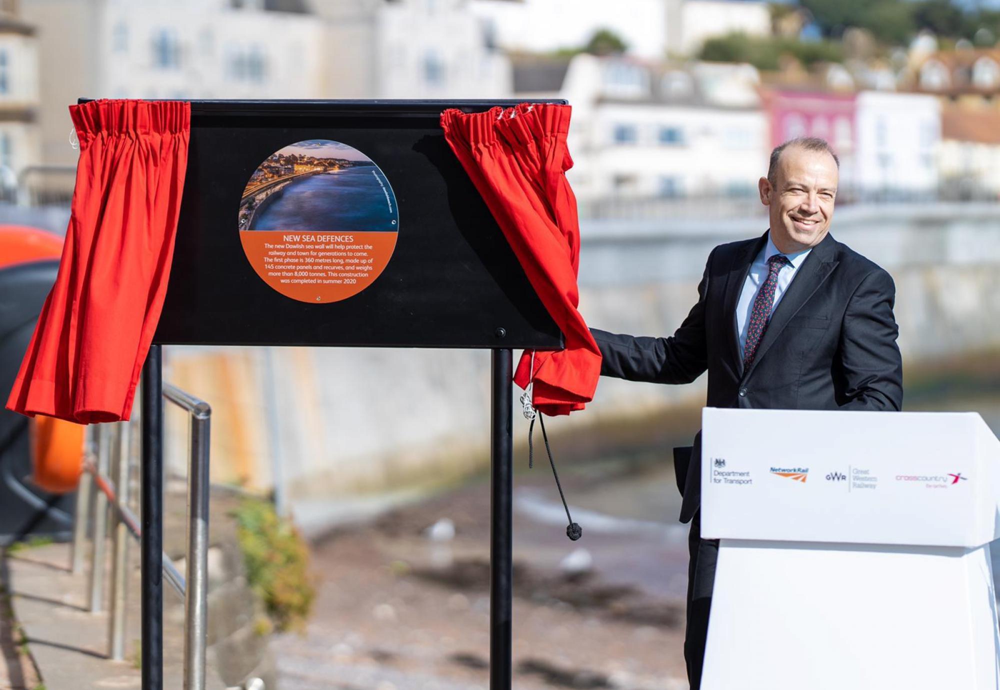 Rail Minister opens first phase of Dawlish seawall 