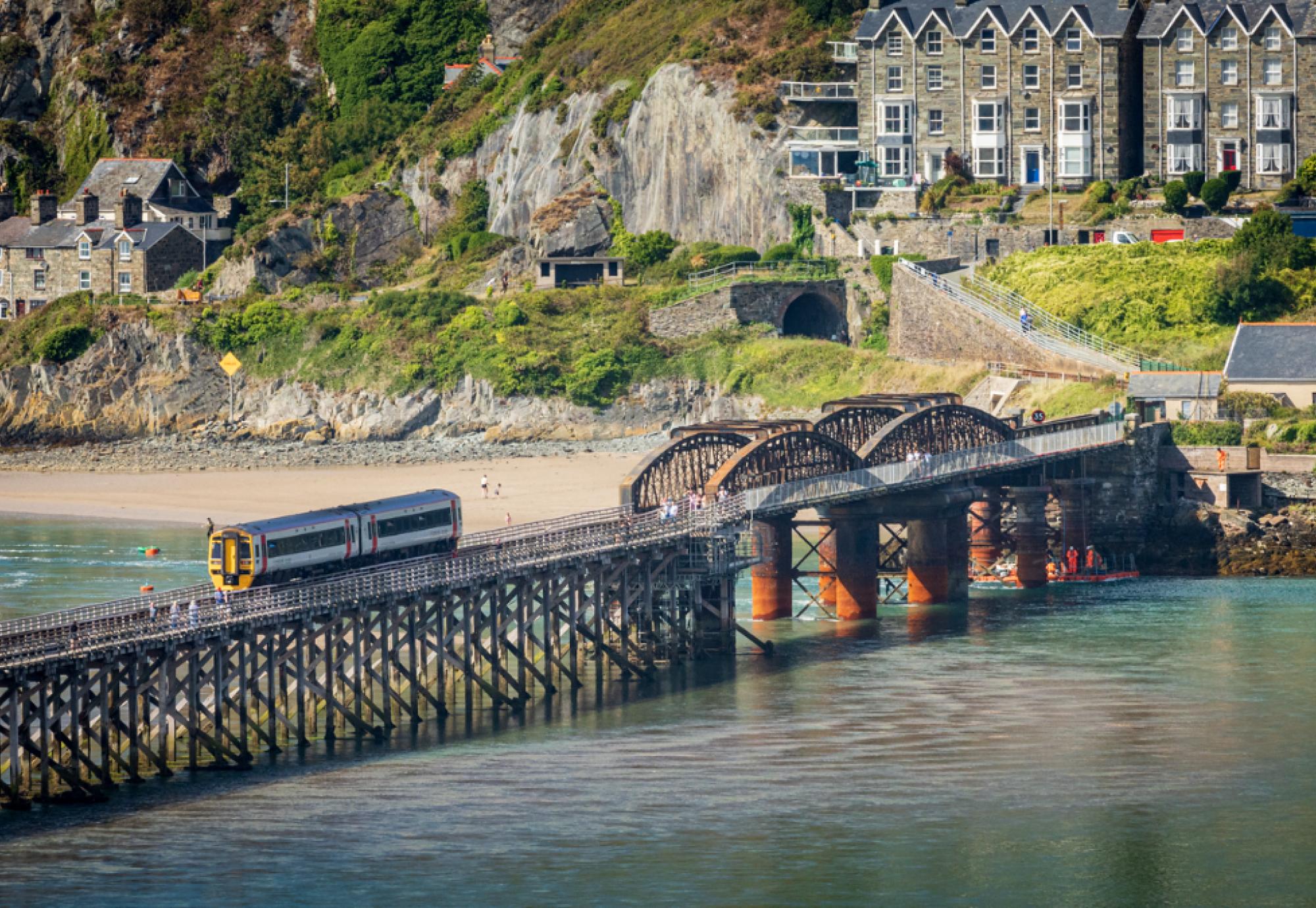 Barmouth Viaduct TfW train passing over Credit Dom Vacher Oct 2022, Via Network Rail 