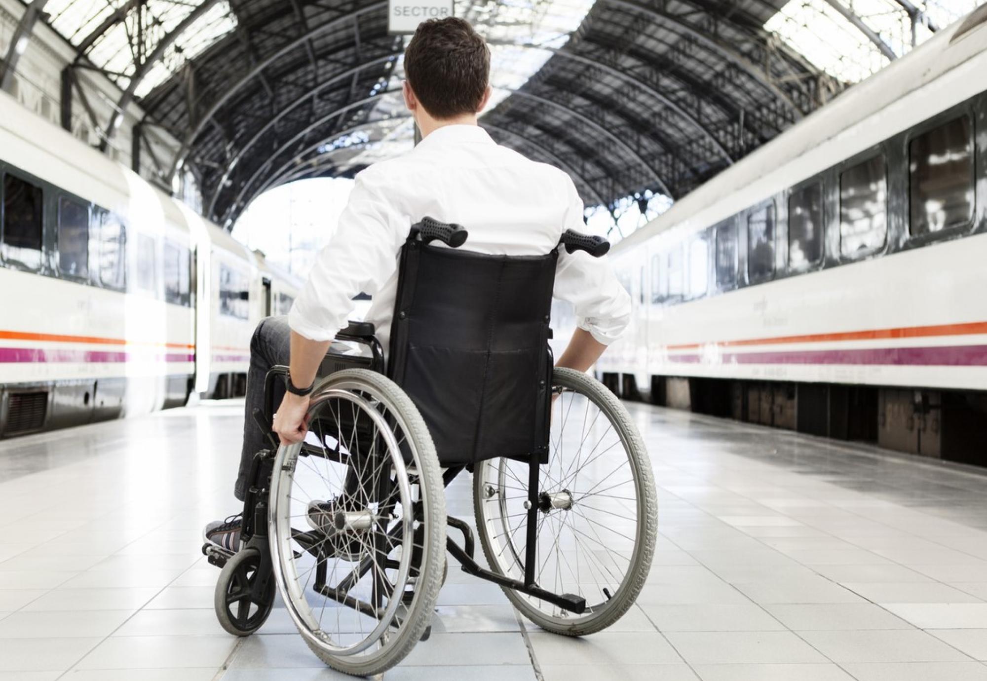 Rail user in a wheelchair
