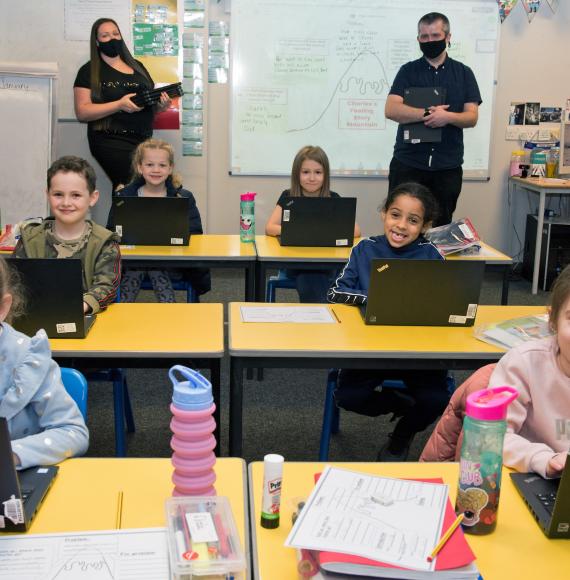 Network Rail donate laptops to all pupils at St Willibrords School in Manchester