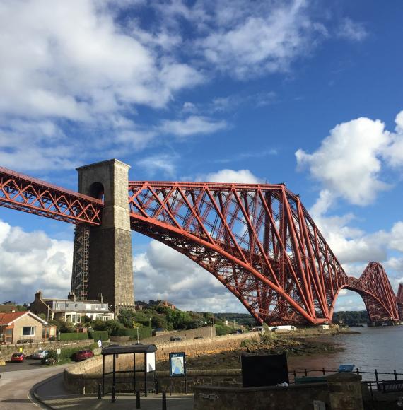 Forth Bridge with the North Queensferry approach span in close focus