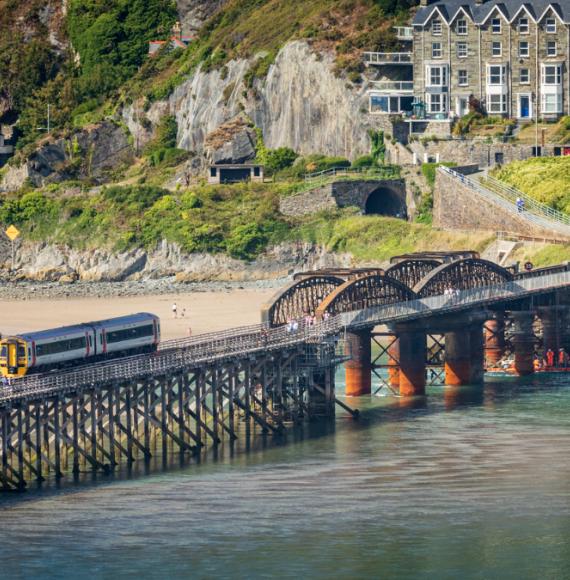 Barmouth Viaduct TfW train passing over Credit Dom Vacher Oct 2022, Via Network Rail 