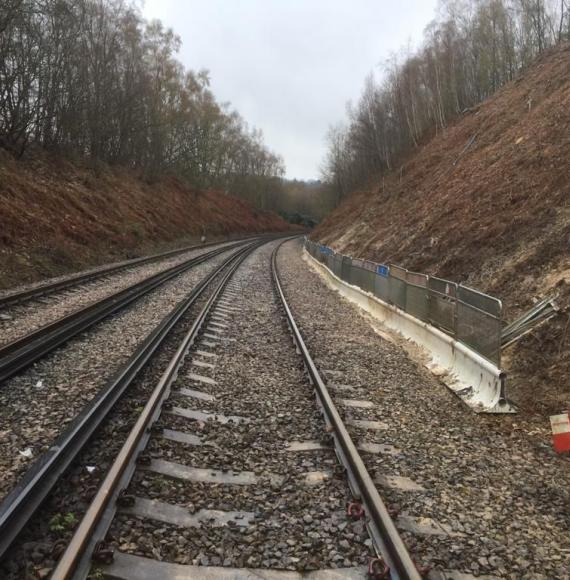 Soil nails and wire mesh have been installed at Snape Wood, via Network Rail 