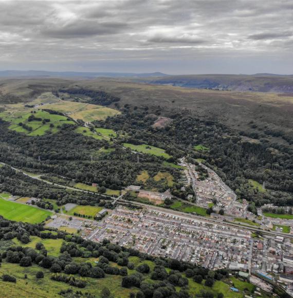 Overhead view of Ebbw Vale