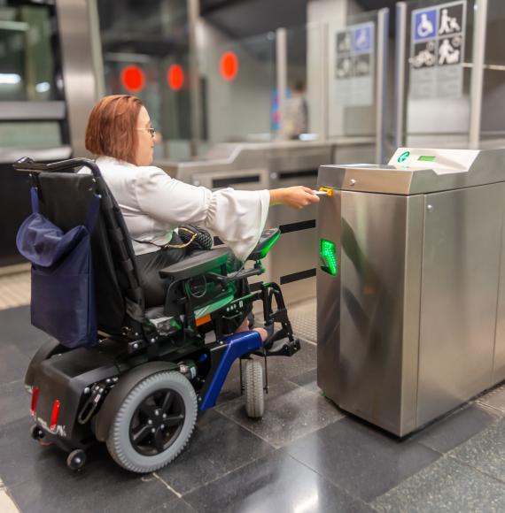 Lady in mobility scooter