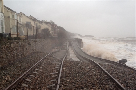 Track washed away by storm at Dawlish