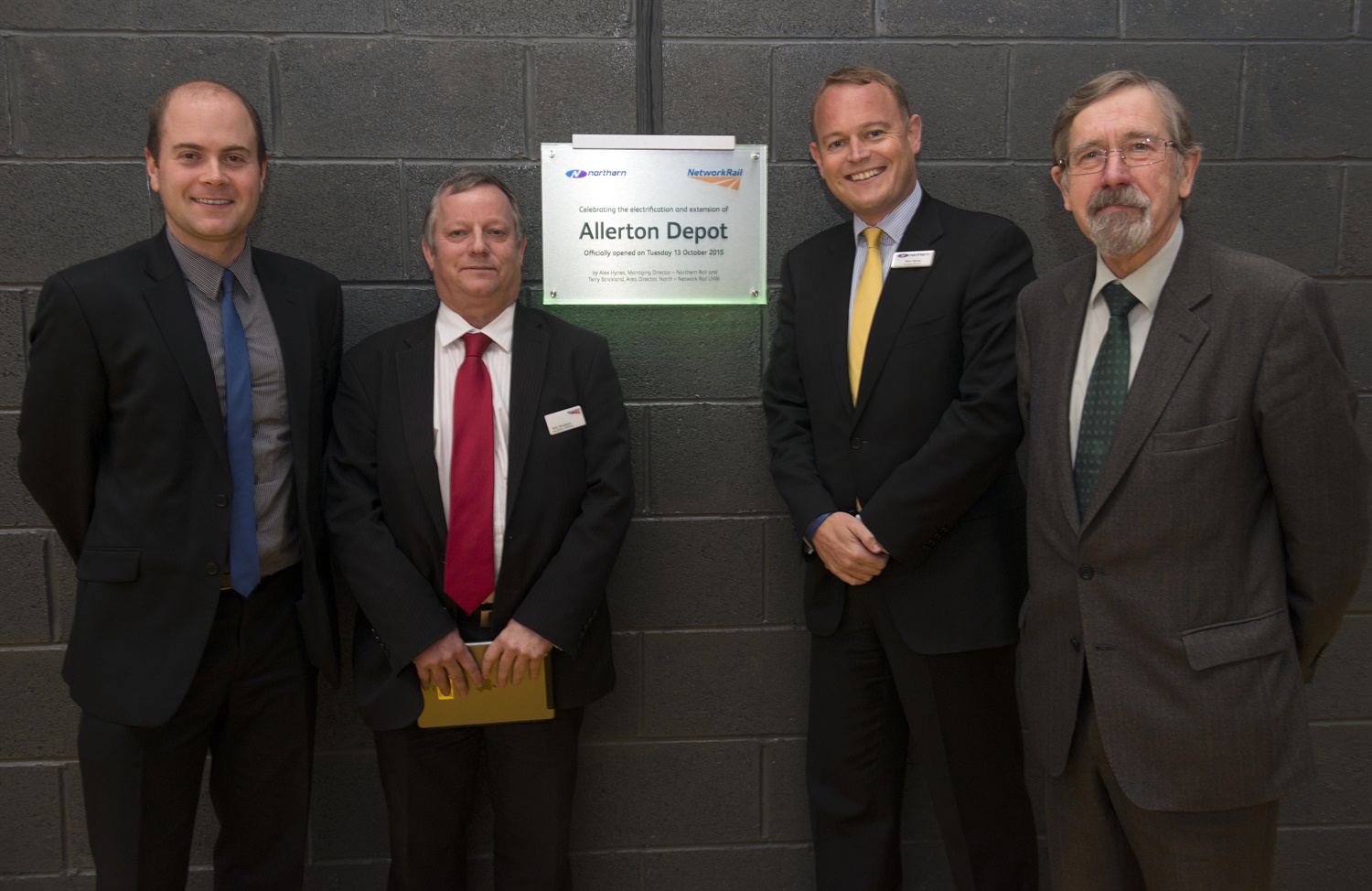 Liam Robinson, chair of Merseytravel; Terry Strickland of Network Rail; Alex Hynes of Northern Ra Liam Robinson, chair of Merseytravel; Terry Strickland of Network Rail; Alex Hynes of Northern Ra