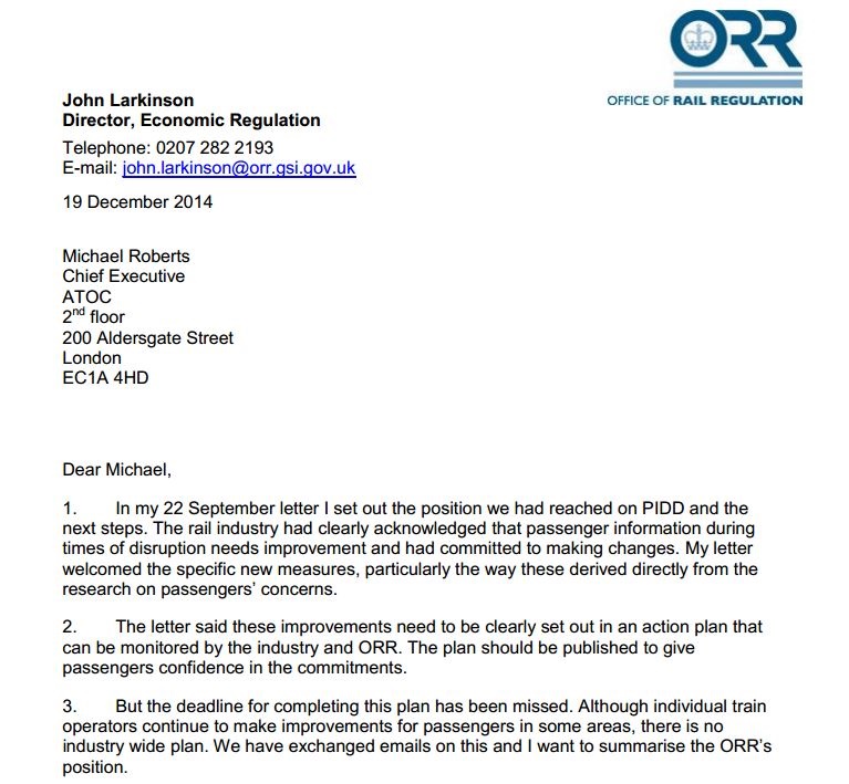 ORR letter extract