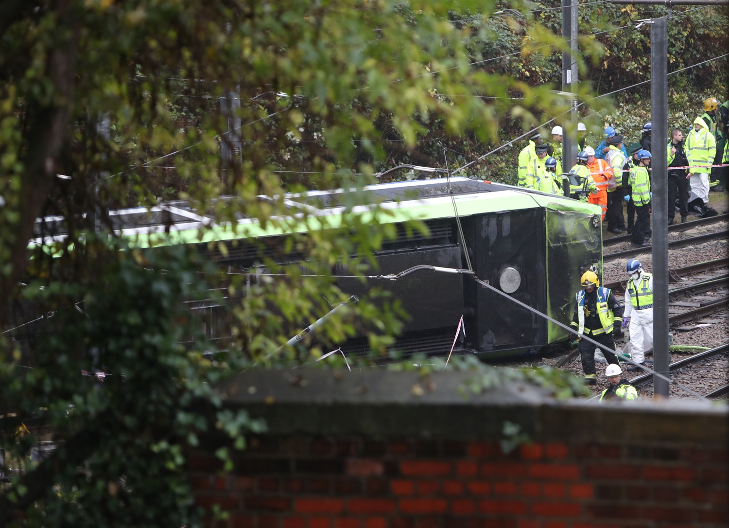 Passengers trapped after tram derails at Croydon