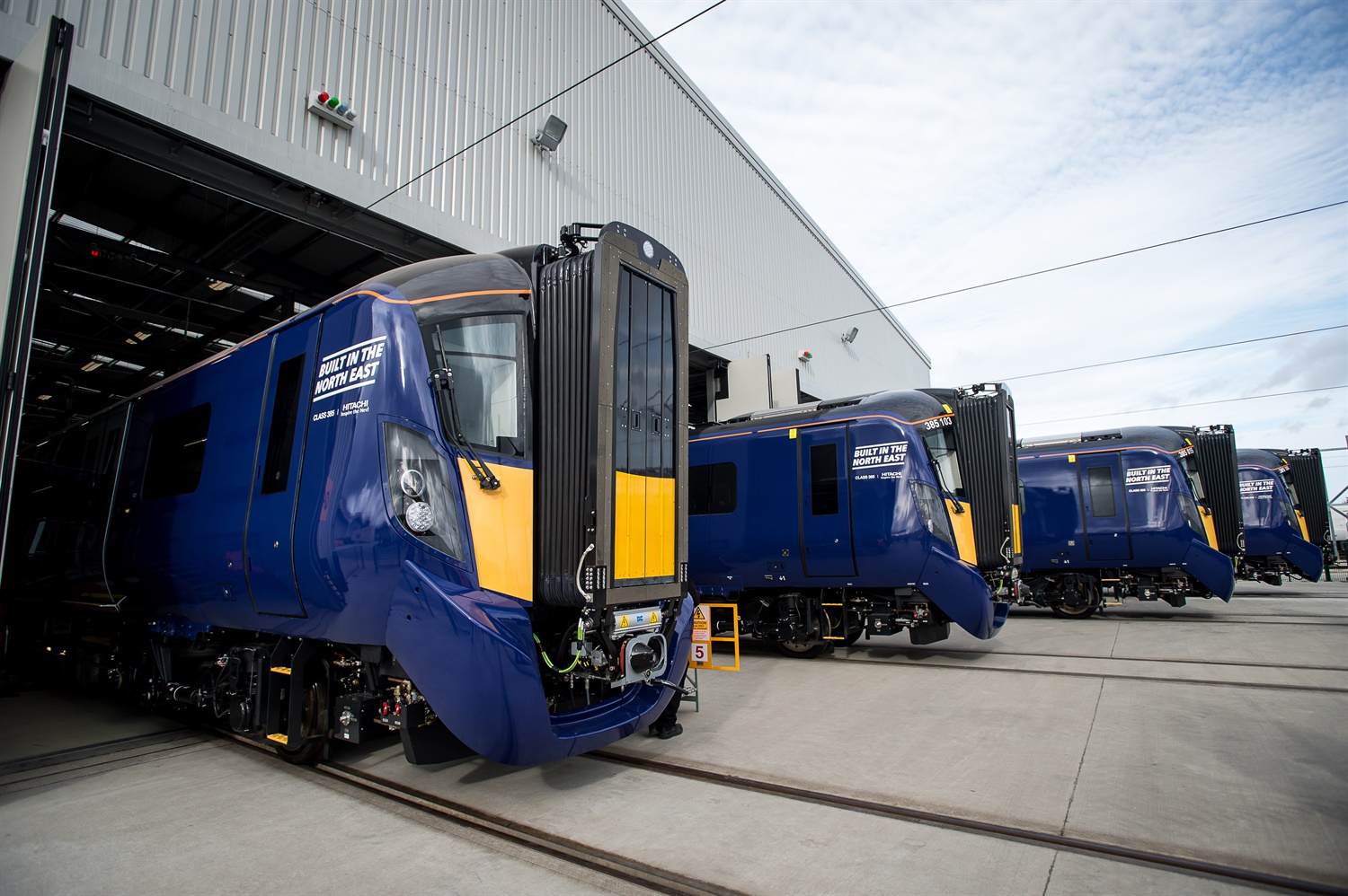 Hitachi unveils first finished ScotRail Class 385
