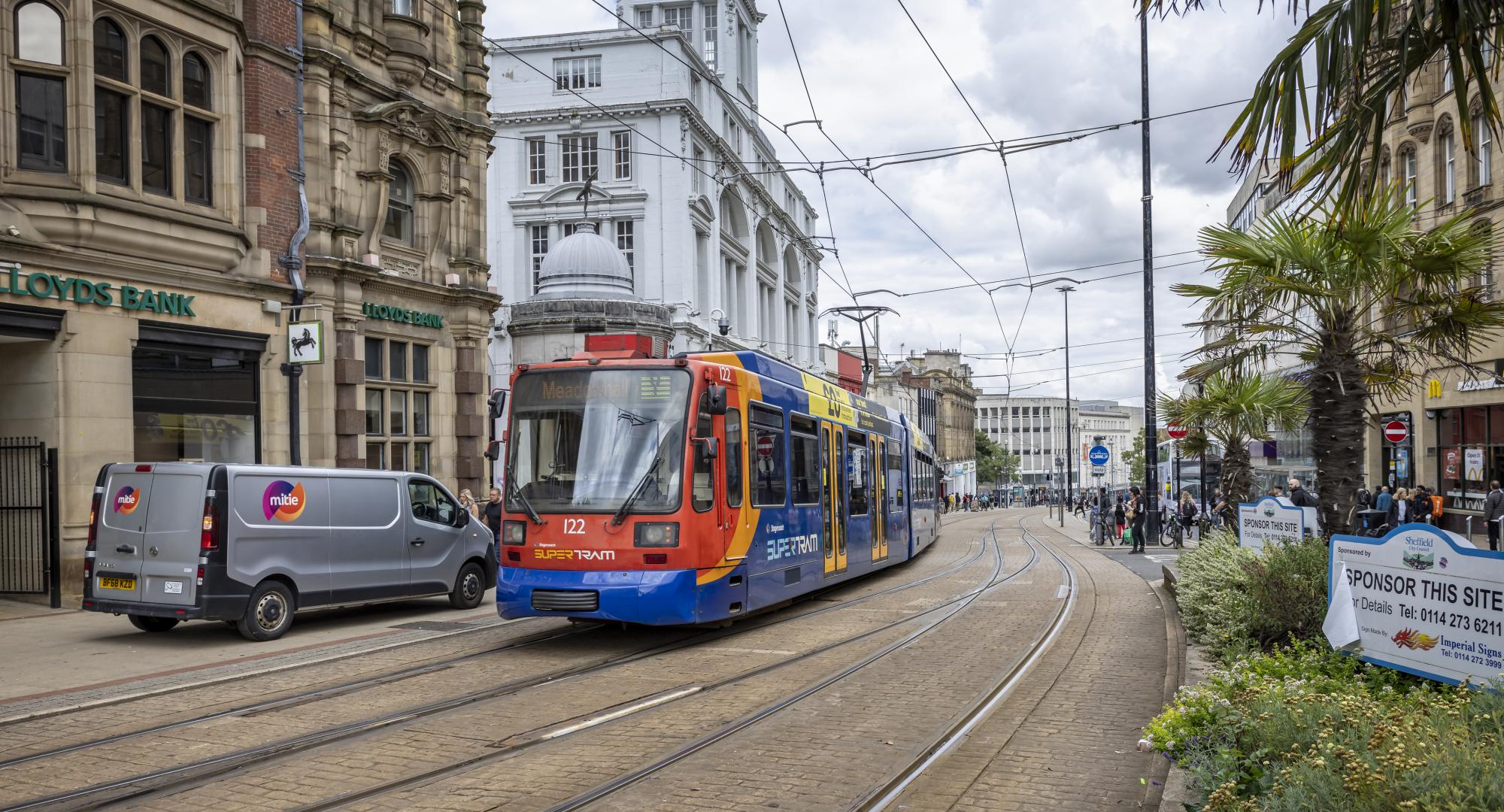 Supertram in Sheffield city centre