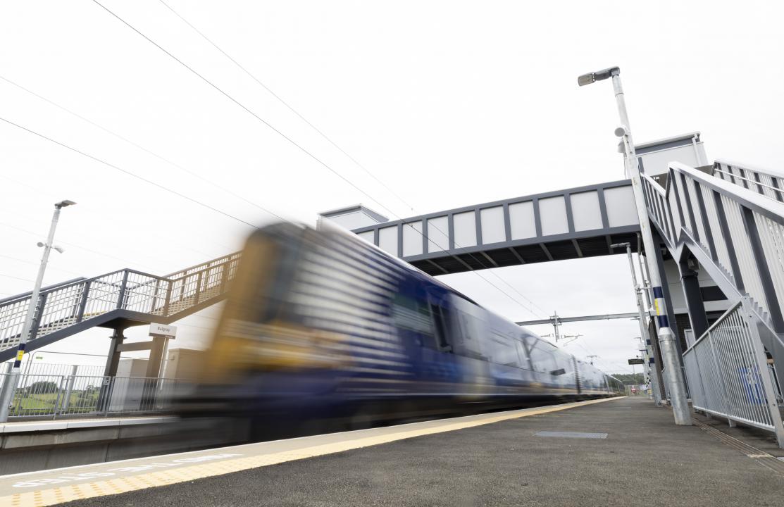 Train in motion at Balgray