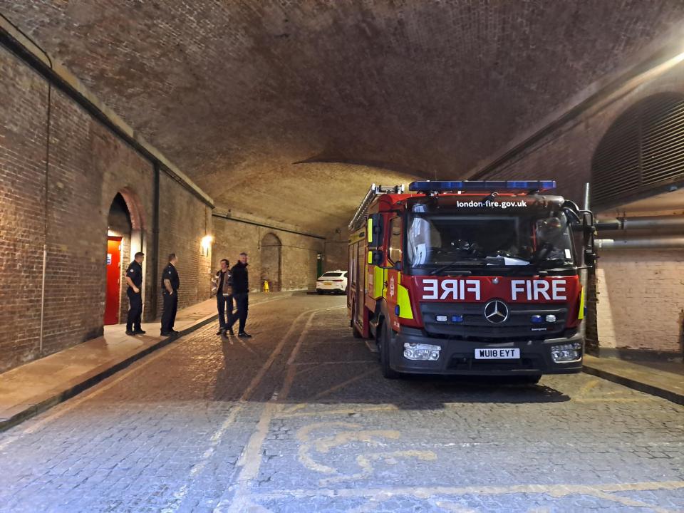 Fire engine in a tunnel