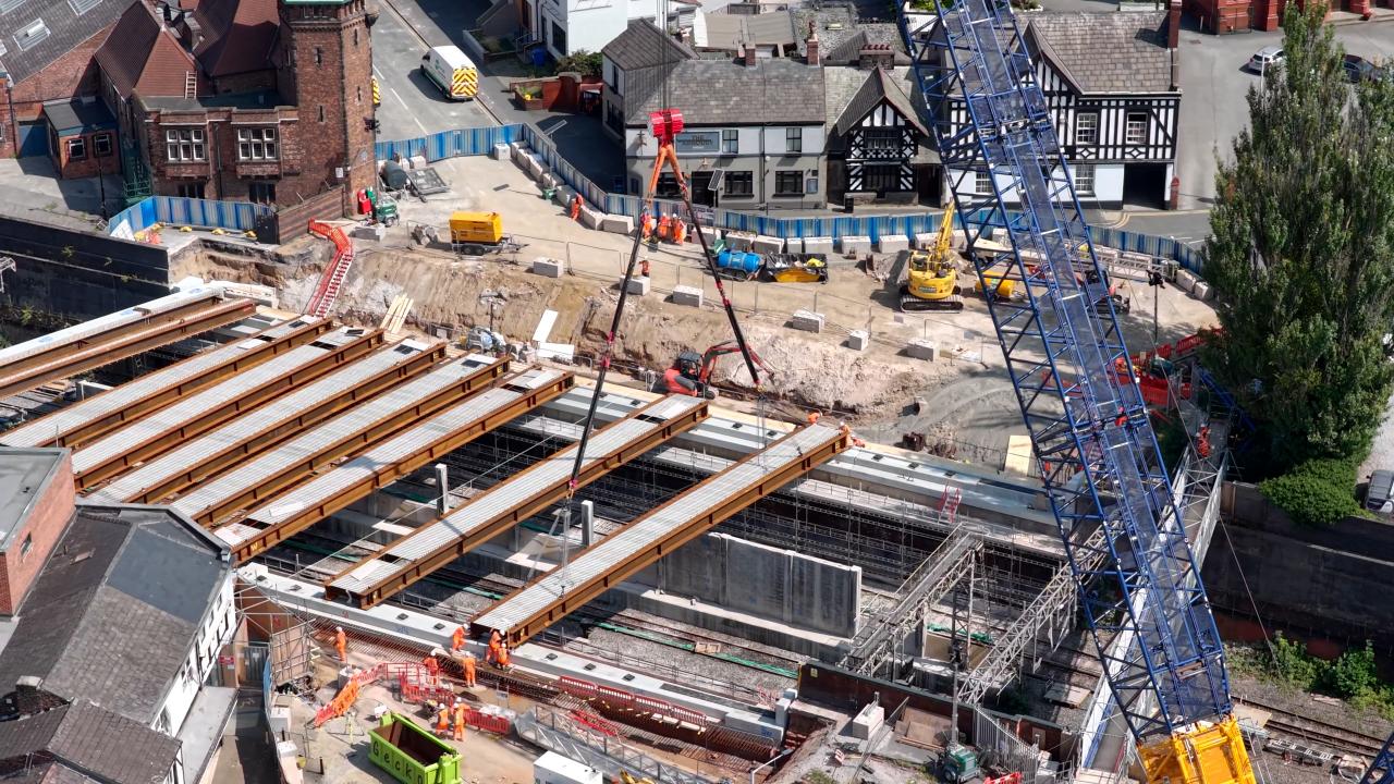 Beam 9 being lifted into position at Greek Street August 2025