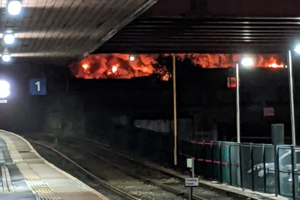Bradford fire from platform view 