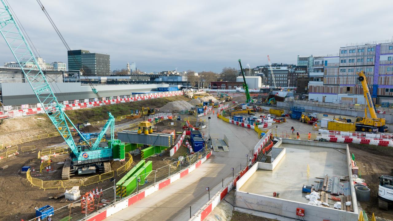 Euston station works progression in January, via HS2 