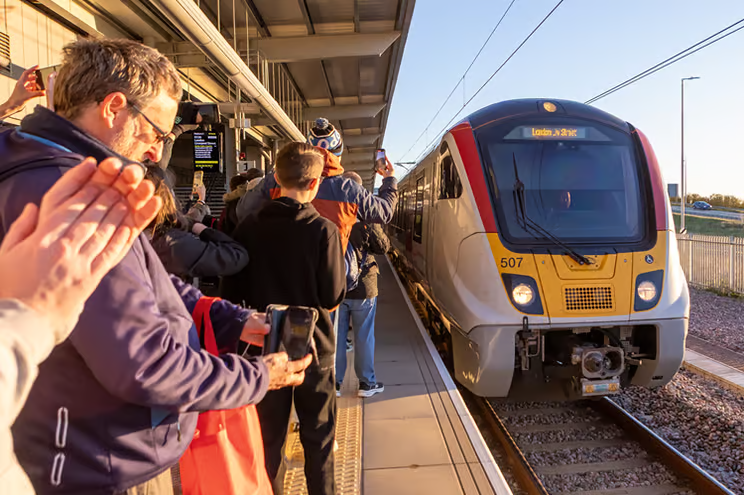 First Greater Anglia train at Beaulieu Park
