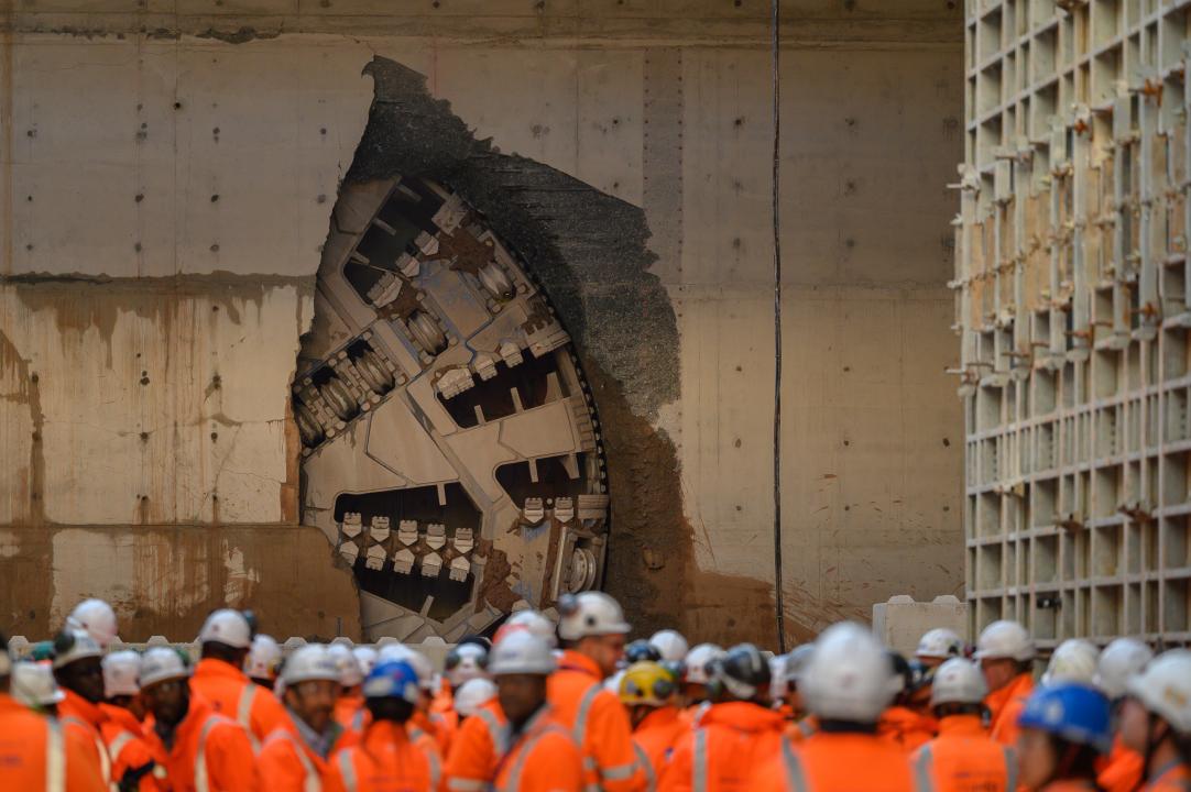HS2 Tunnel Boring Machine Breaking through