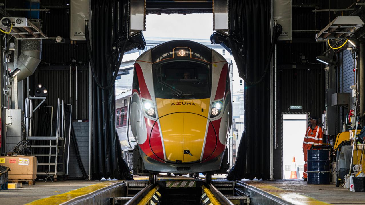 LNER Azuma enters Clayhills Depot