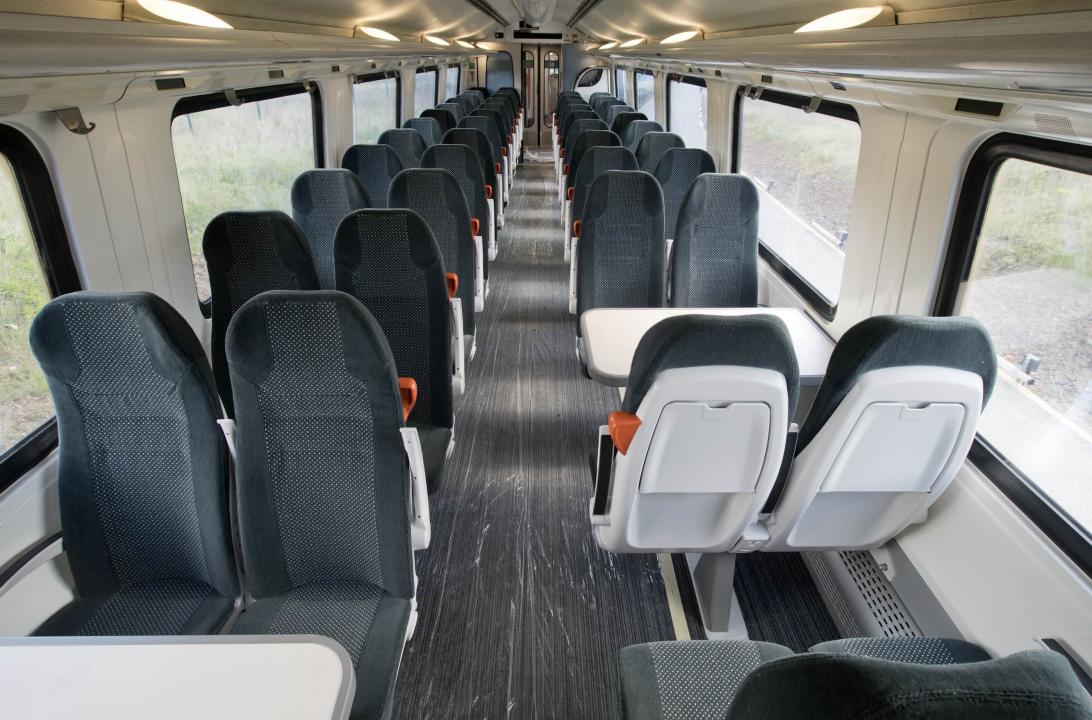 Inside refurbished Lumo Train