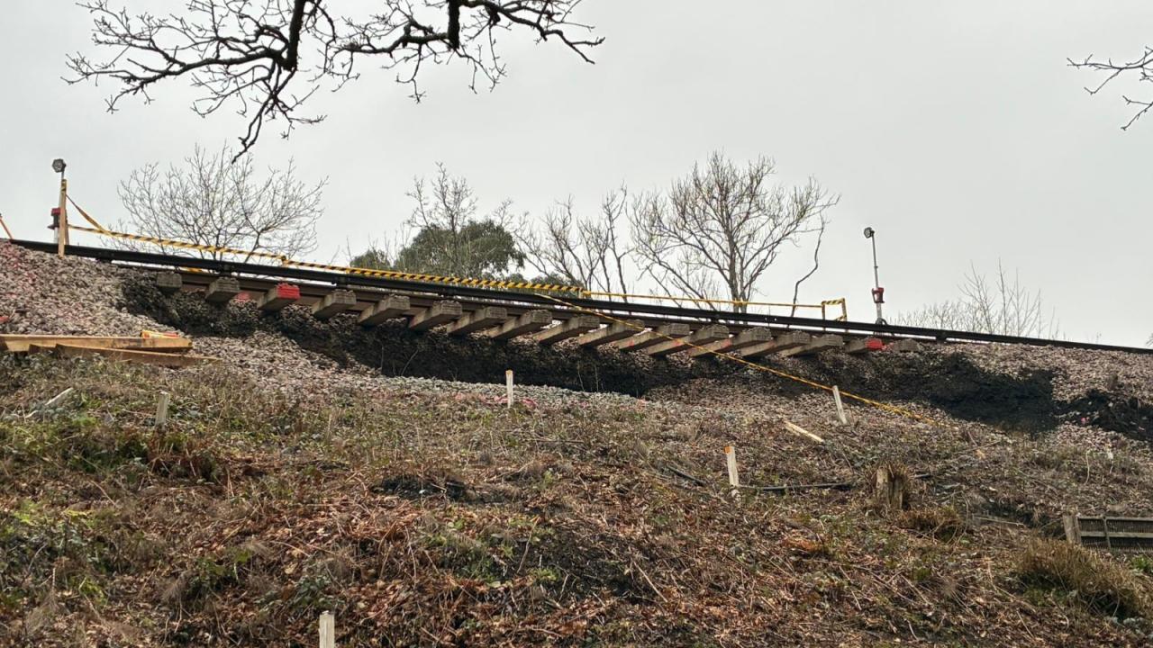 Ockley landslip view from embankment