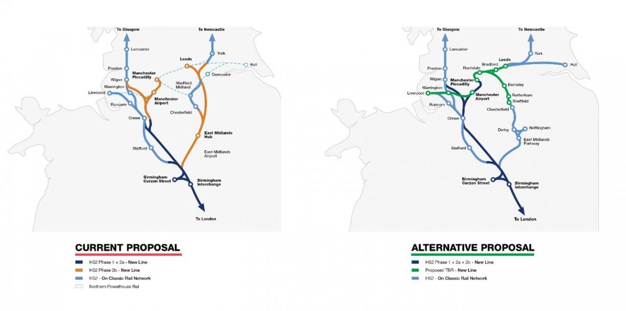 Trans-Britain Railway and HS2 comparison