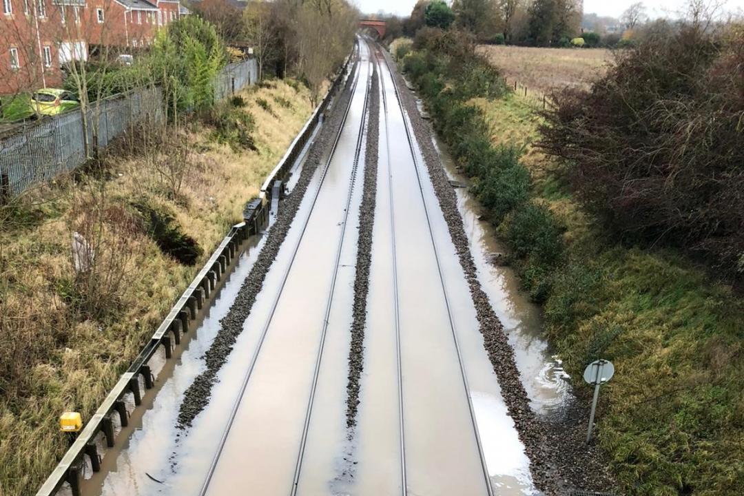 Railway flooding in Draycott 2019