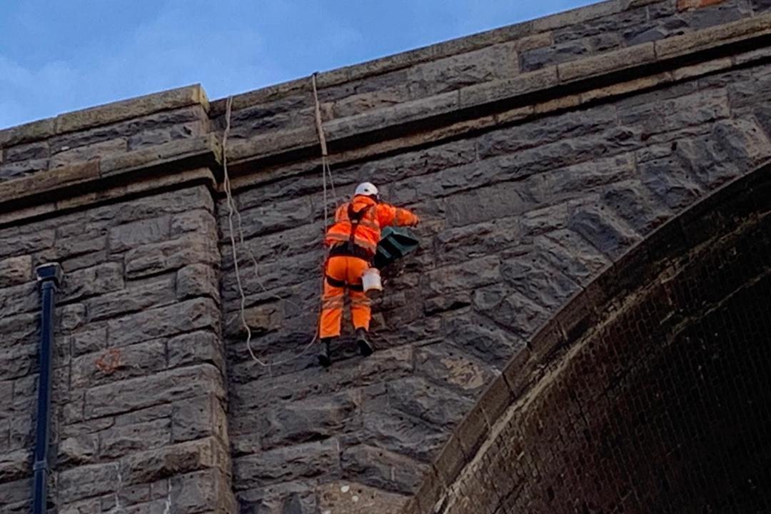 Rope access team inspecting Ribblehead viaduct Jan 2021