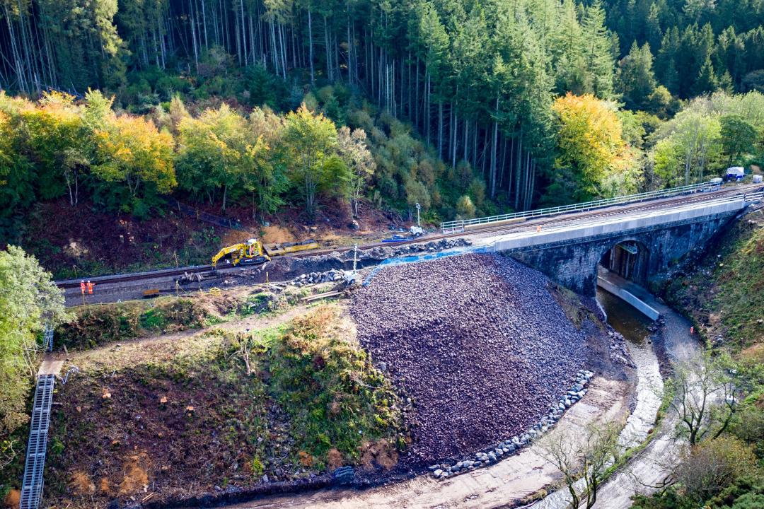 Stonehaven site where track repairs have begun 