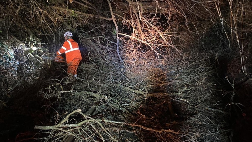 Storm damage on the Heart of Wales Line