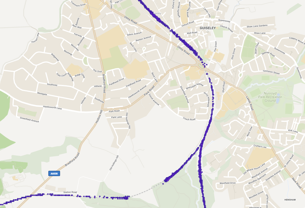 Image of GPS tracking through Guiseley