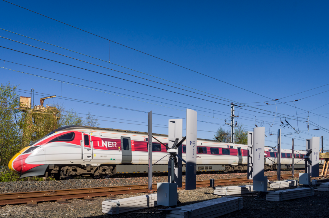 Treeva Turbines Trackside as LNER Azuma passes