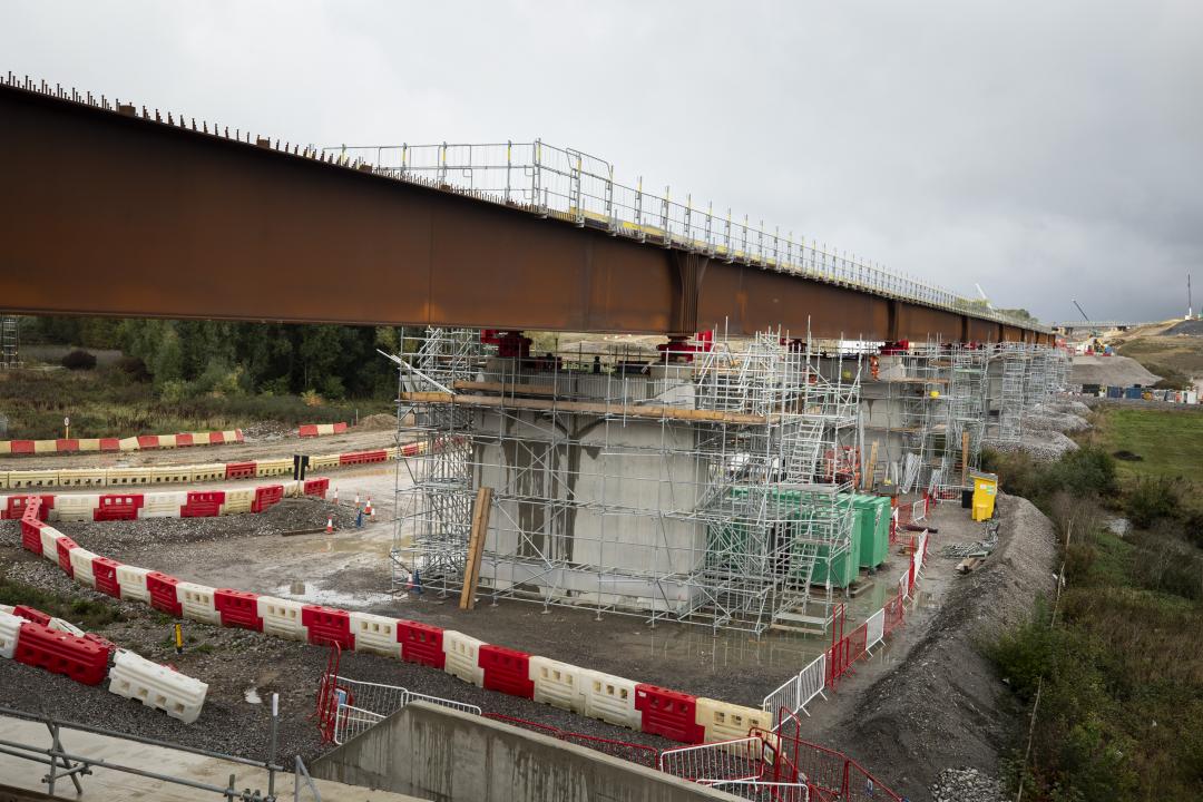 View along the length of the Westbury viaduct deck