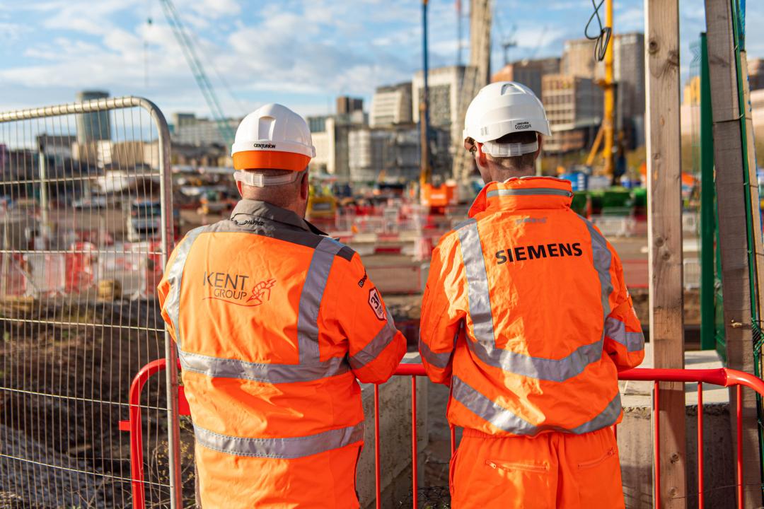 Rail workers on a site