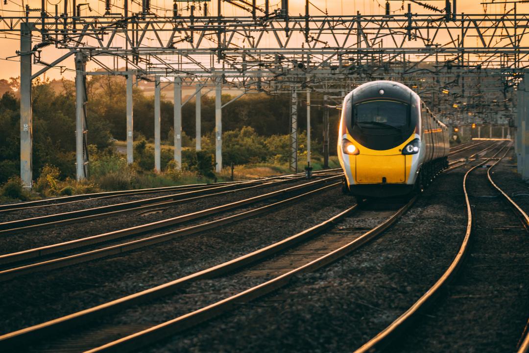 Train on the railway in the UK