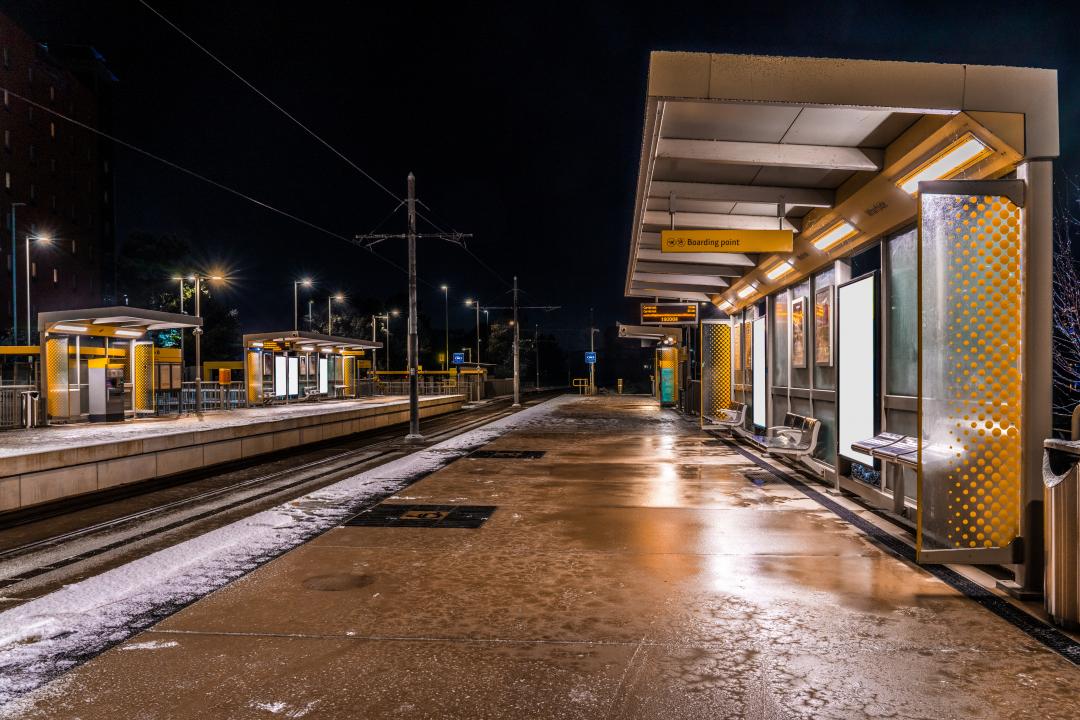 Metrolink Station at night 