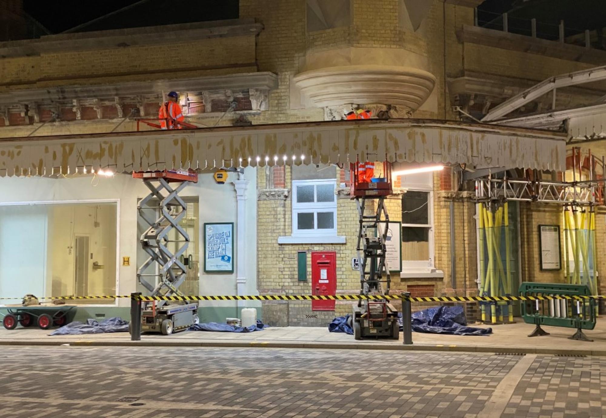 Masonry work at Eastbourne station