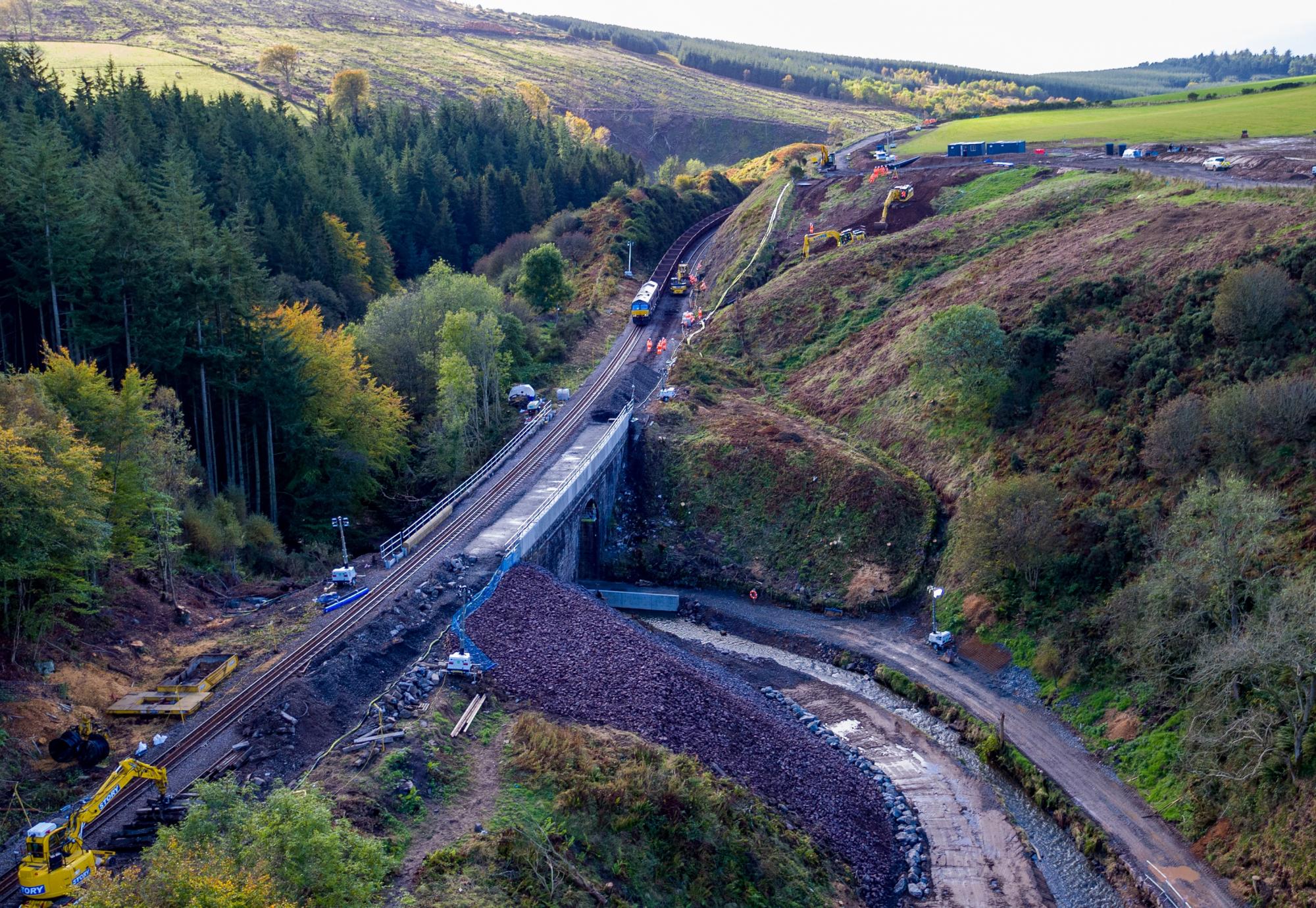 Stonehaven site where track repairs have begun 