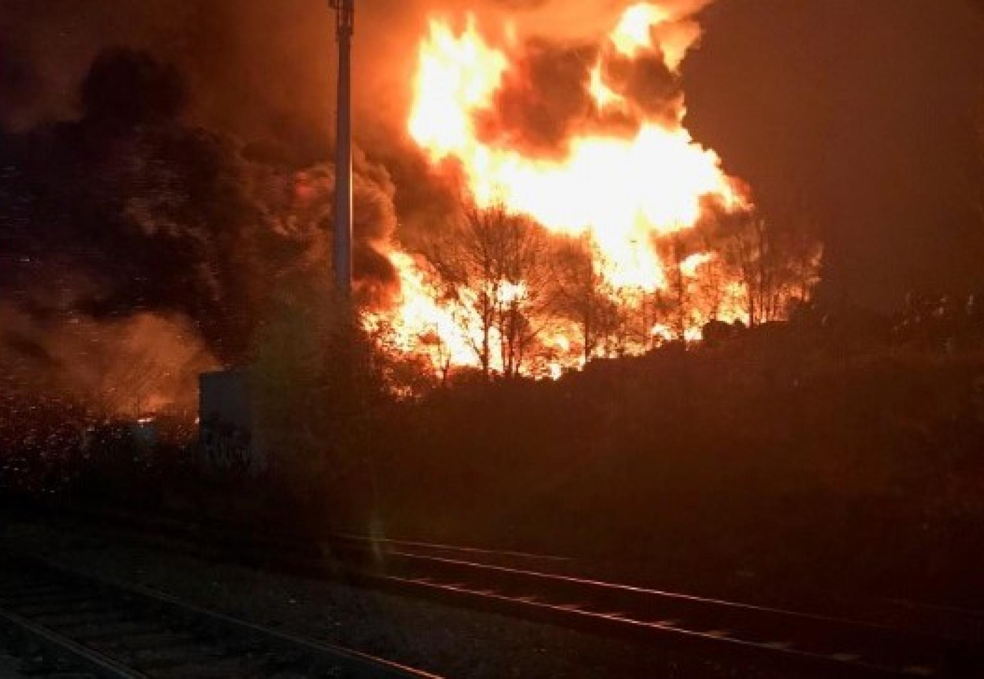 Bradford fire view from train station 