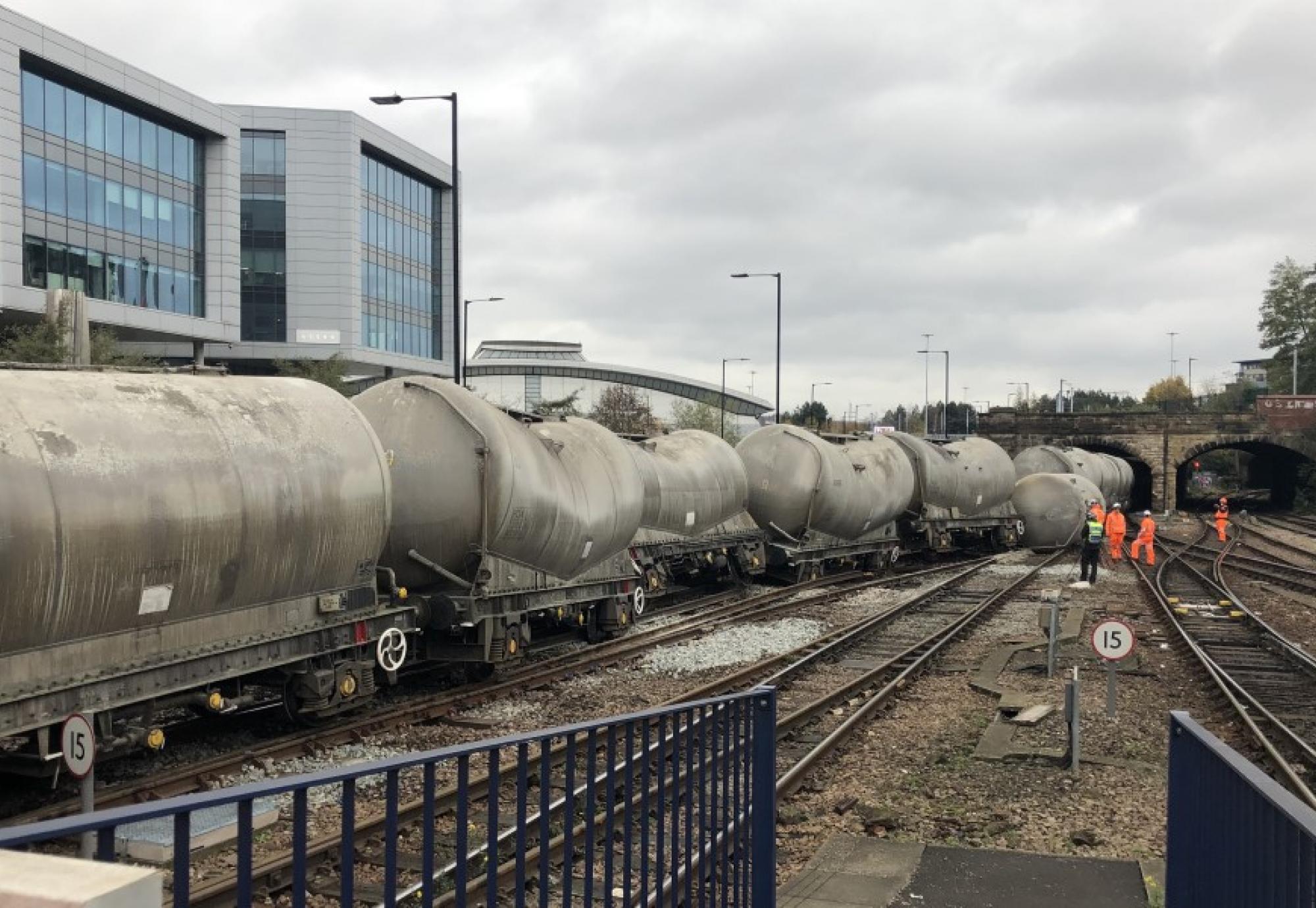 Freight train derailment in Sheffield