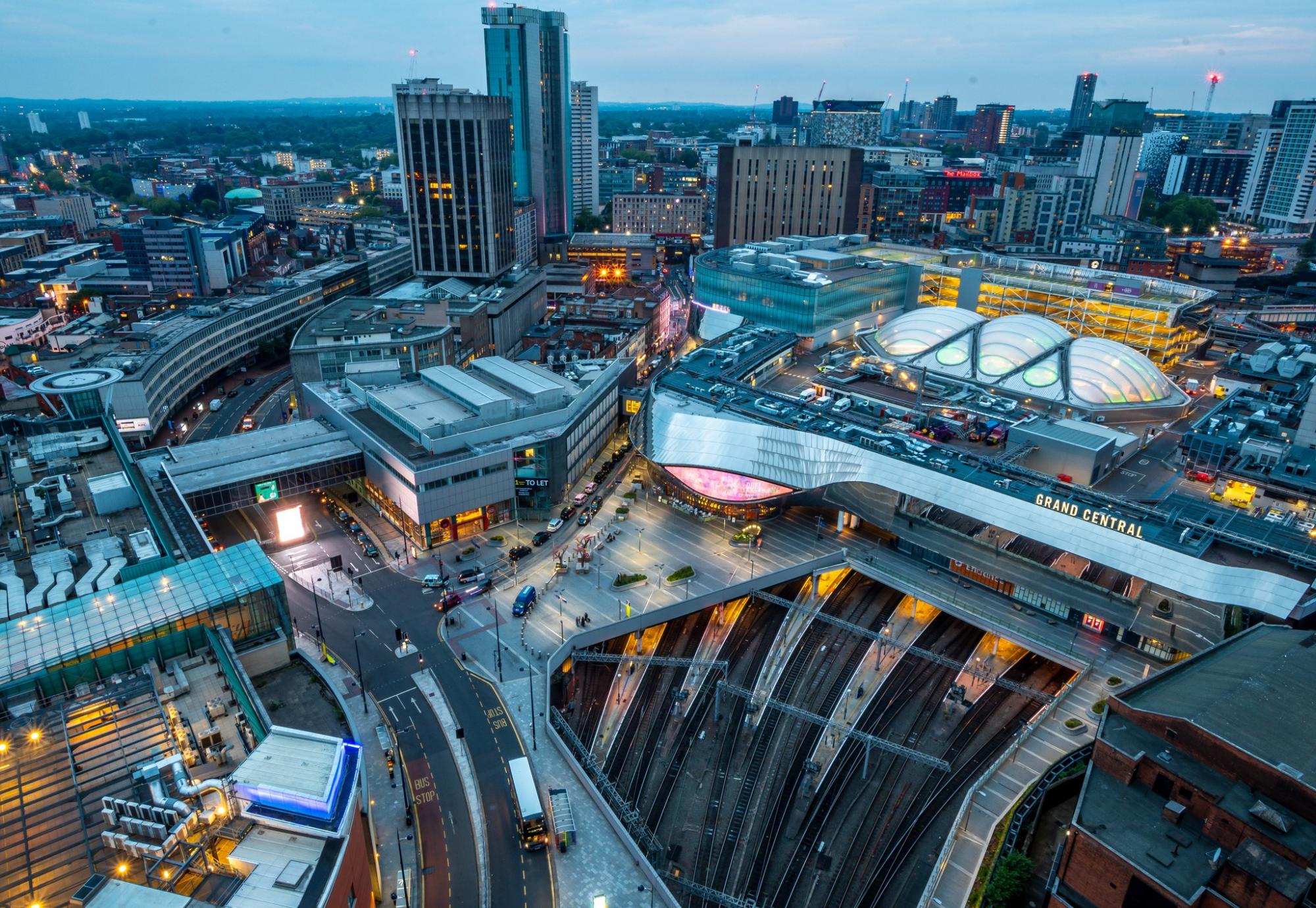 Birmingham city centre aerial view