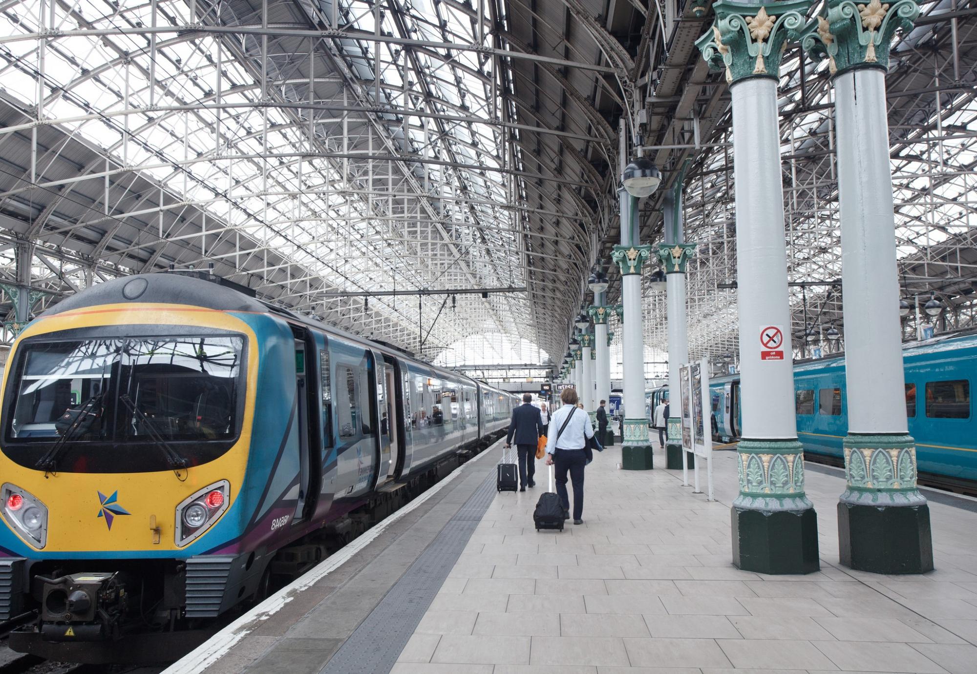 TransPennine train waiting at Manchester Piccadilly station