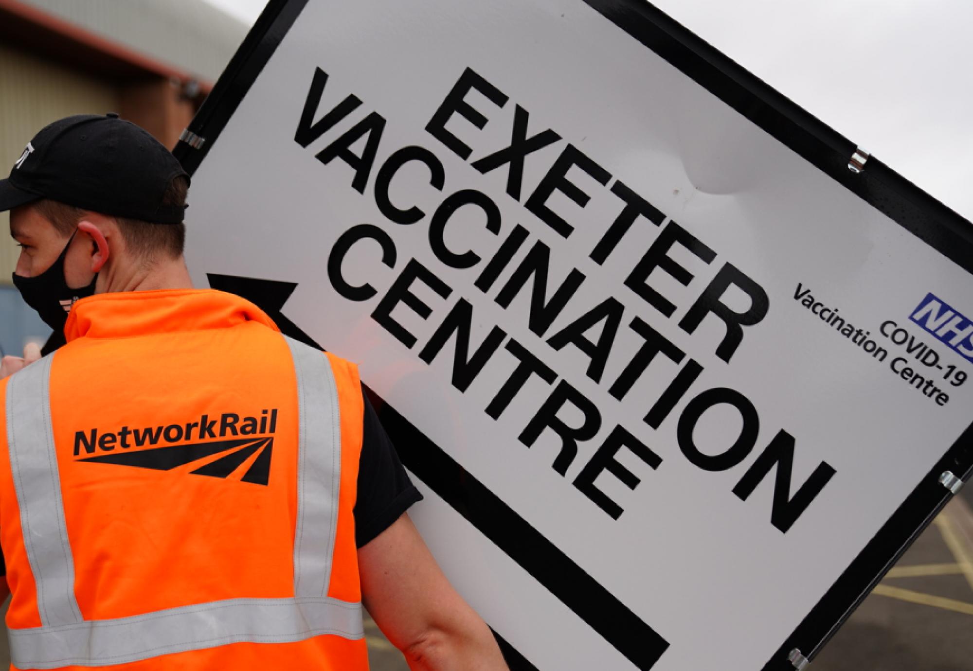 Network Rail volunteers help set up mass vaccination facility in Exeter