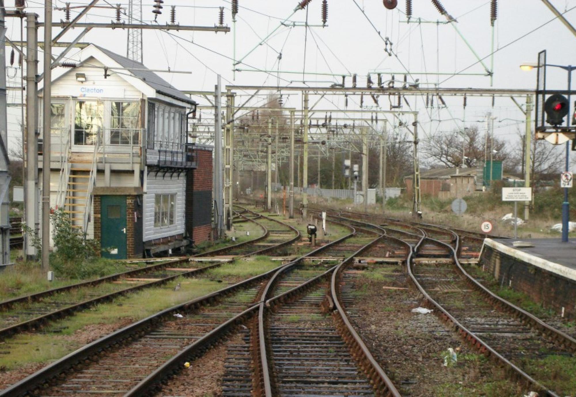 Clacton signal box with points