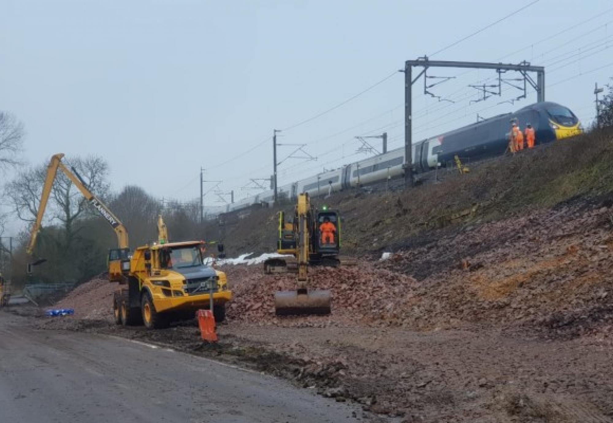 Hillmorton Junction landslip repairs February 2021