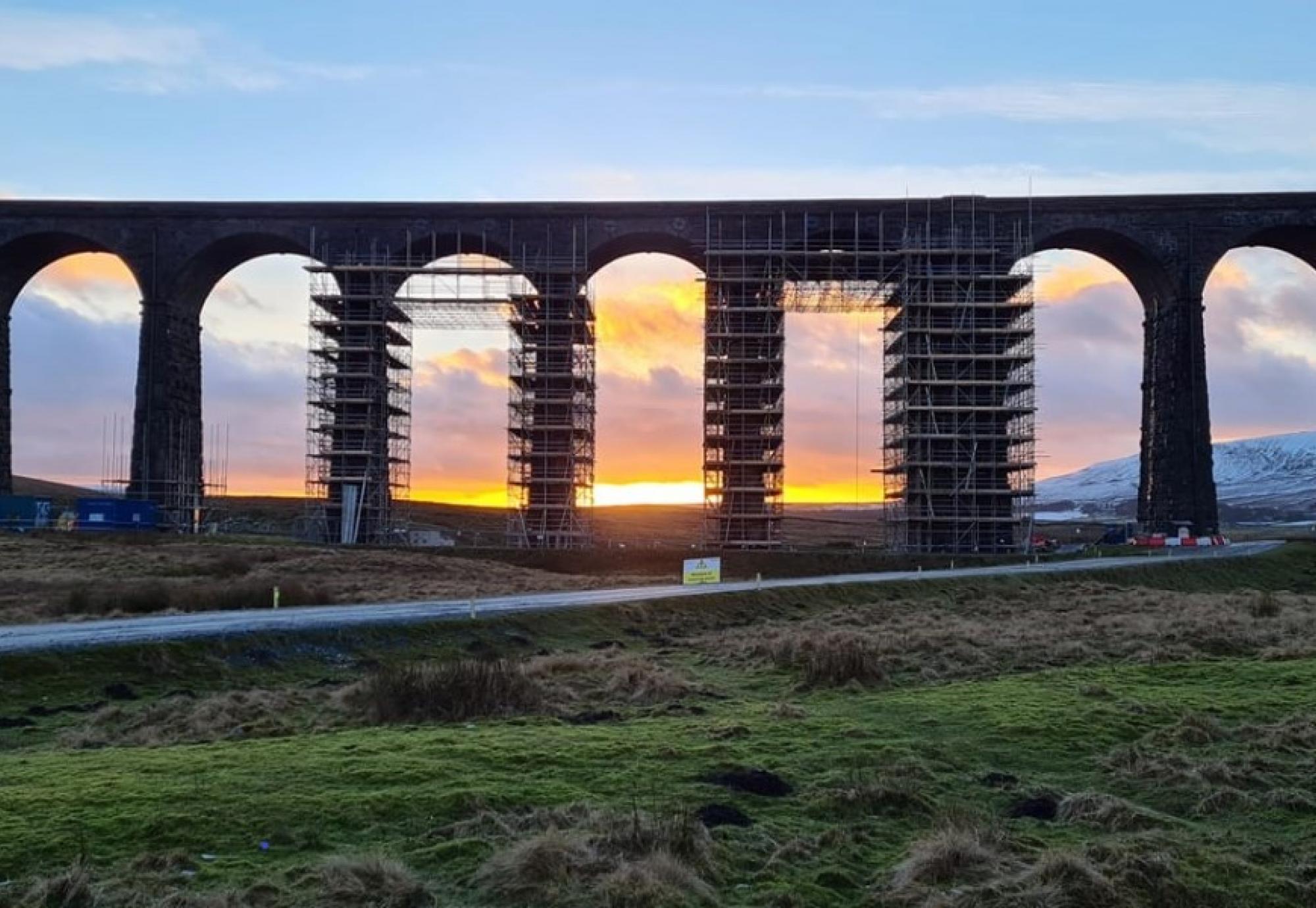 Ribblehead viaduct sunset Jan 2021