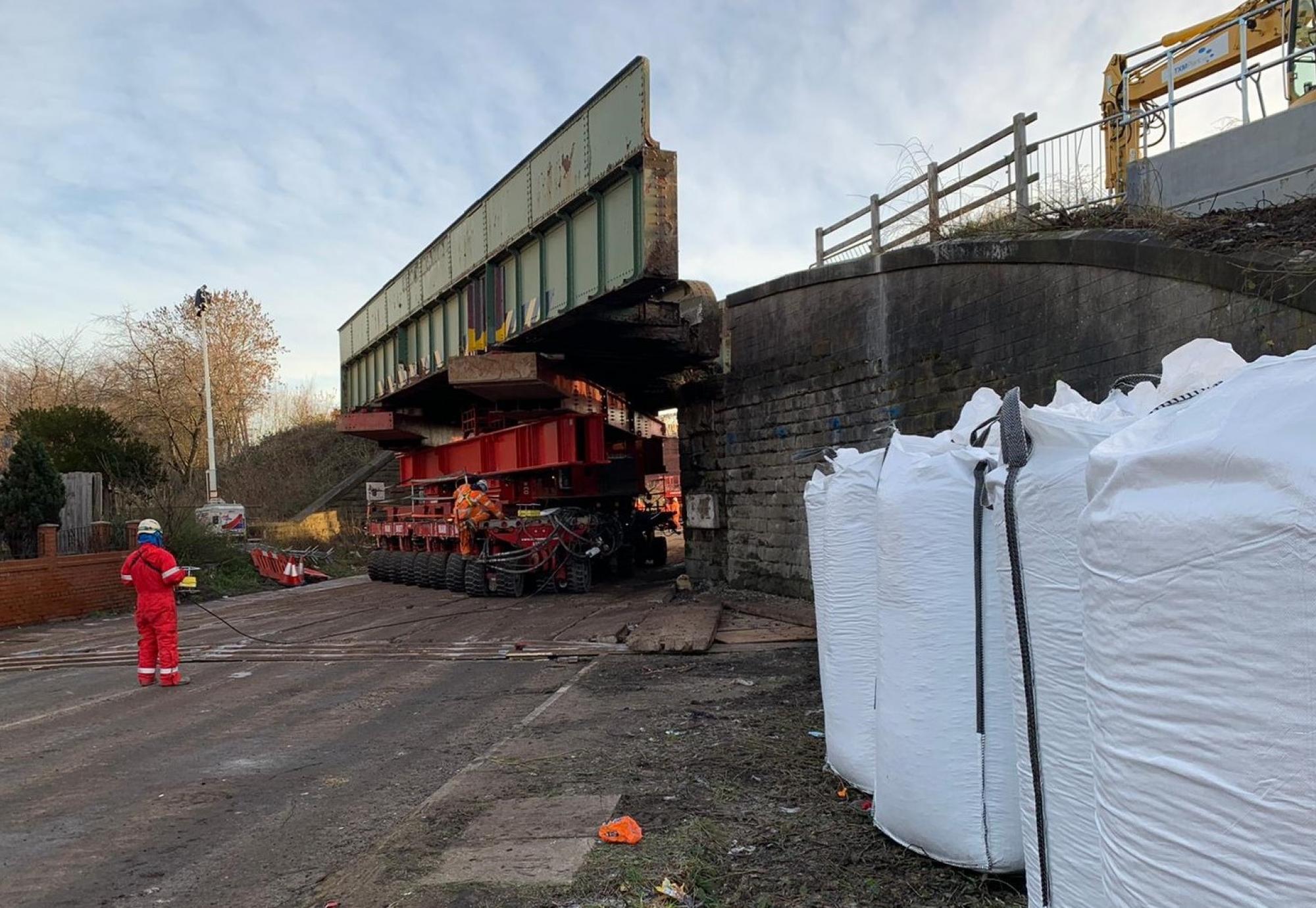 Team working to remove the Doncaster Road railway bridge