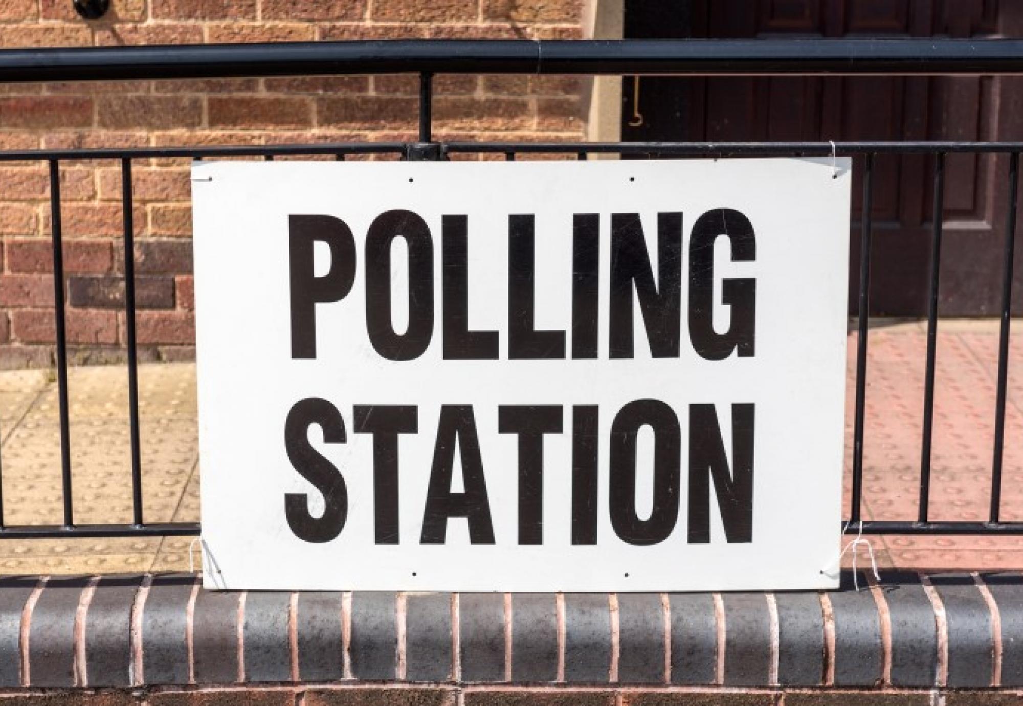 Polling station sign