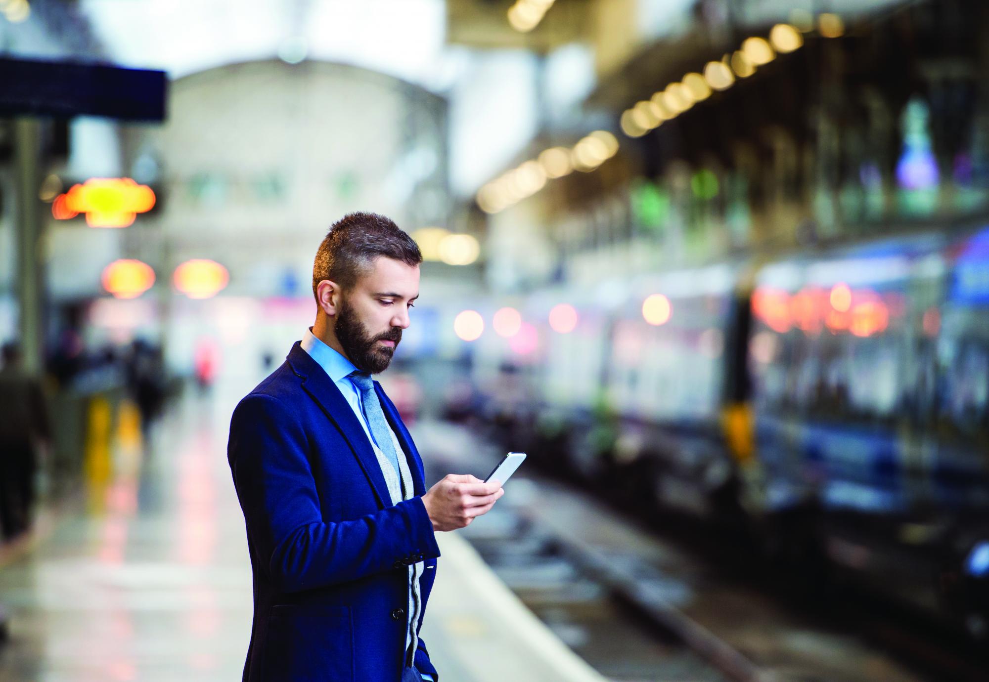 Passenger at a train station, as provided by Midlands Connect